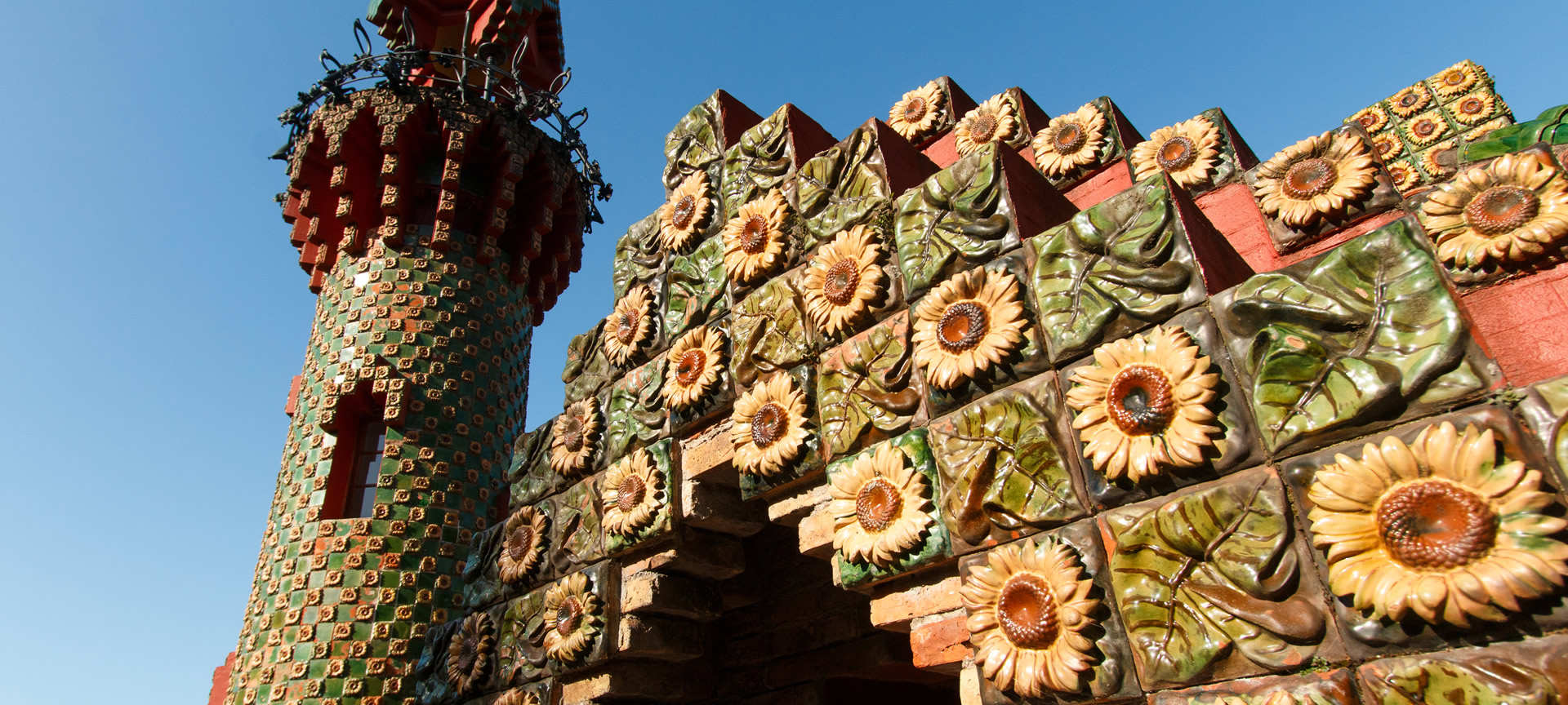 Detail of 'El Capricho' of Gaudí's sunflowers in Comillas, Cantabria Detail of 'El Capricho' of Gaudí's sunflowers in Comillas, Cantabria