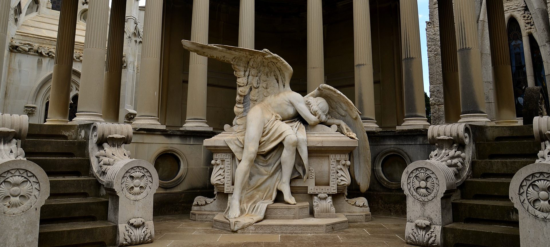 Funerary sculpture in the Poblenou cemetery in Barcelona, Catalonia Funerary sculpture in the Poblenou cemetery in Barcelona, Catalonia