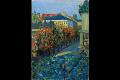 《画家ミュンターのきょうだいの家からの眺め》、ボン、1908年。ガブリエレ・ミュンター。カルメン・ティッセン コレクション