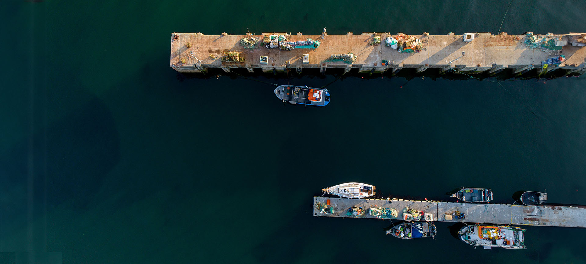 Aerial view of a fishing port Aerial view of a fishing port