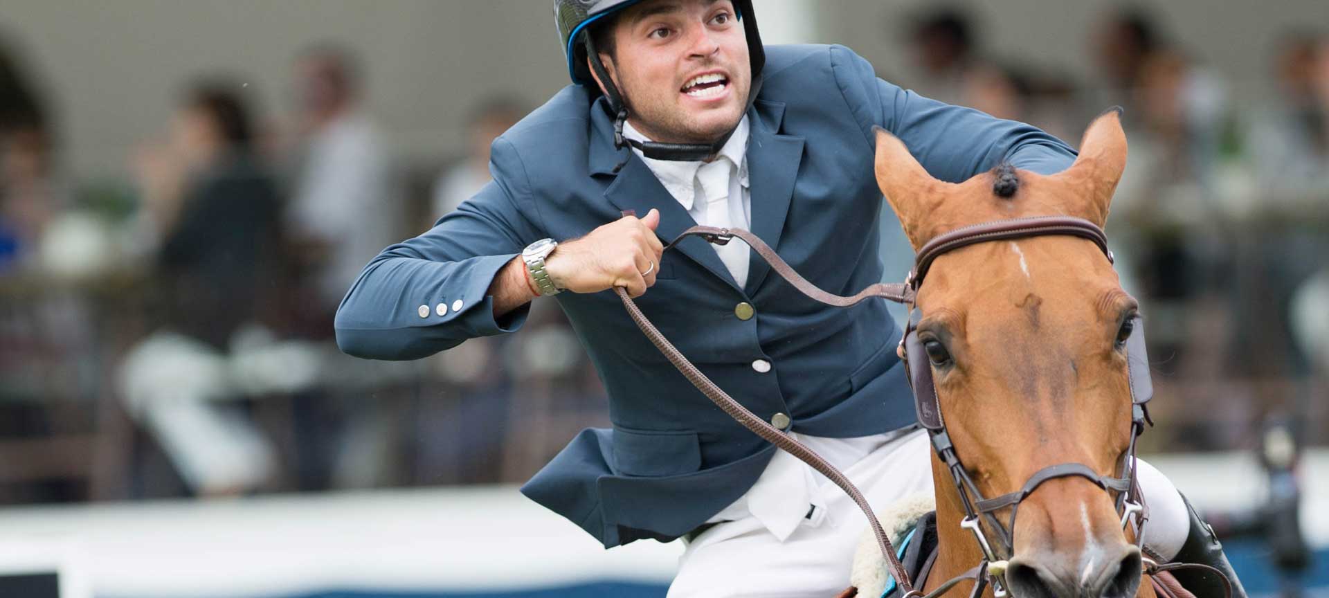 A horse and its jockey at a race at Madrid Racecourse A horse and its jockey at a race at Madrid Racecourse