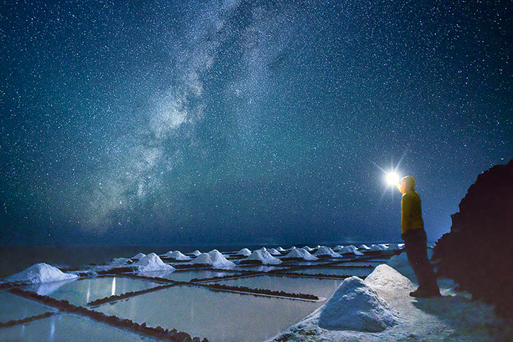 Astrotourism at the Fuencaliente salt pans on the Island of La Palma, Canary Islands Astrotourism at the Fuencaliente salt pans on the Island of La Palma, Canary Islands