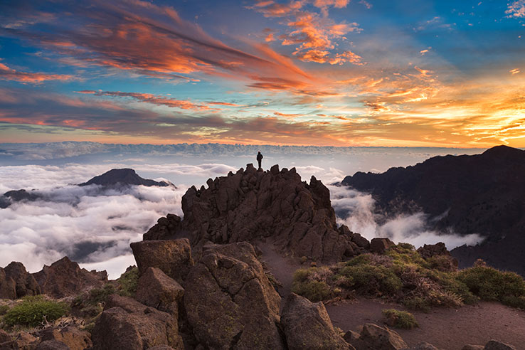 Pico de la Cruz in the Caldera de Taburiente National Park on the Island of La Palma, Canary Islands Pico de la Cruz in the Caldera de Taburiente National Park on the Island of La Palma, Canary Islands