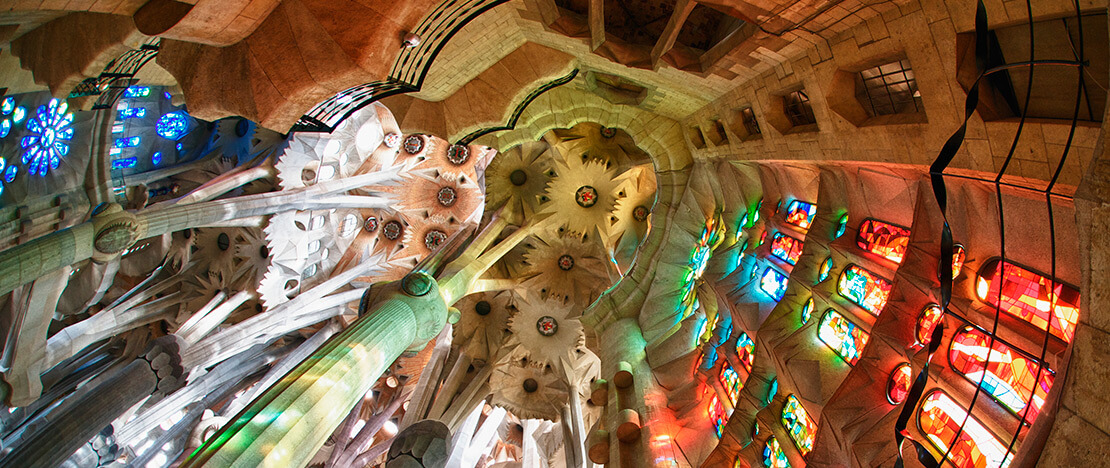 Interior of the Sagrada Familia, in Barcelona